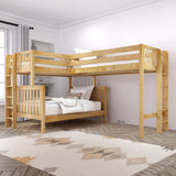 TRINITARIAN XL 1 NS : Multiple Bunk Beds Twin XL over Queen + Twin XL High Corner Loft Bunk with Straight Ladders on Ends, Slat, Natural
