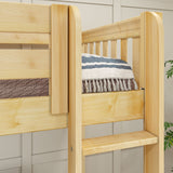 TRIO XL NS : Multiple Bunk Beds Twin XL High Corner Loft Bunk Bed, Slat, Natural
