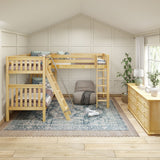 TRIO XL NS : Multiple Bunk Beds Twin XL High Corner Loft Bunk Bed, Slat, Natural