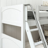 TROIKA XL WP : Multiple Bunk Beds Twin XL High Corner Loft Bunk with Angled Ladder and Stairs on Right, White, Panel